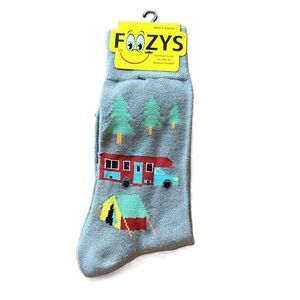 Foozys Grey Camping Graphic Fun Crew Length Socks Men's One Size New